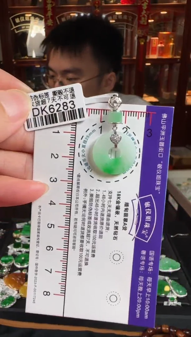 颈饰18K金镶嵌翡翠DK6283甜甜圈