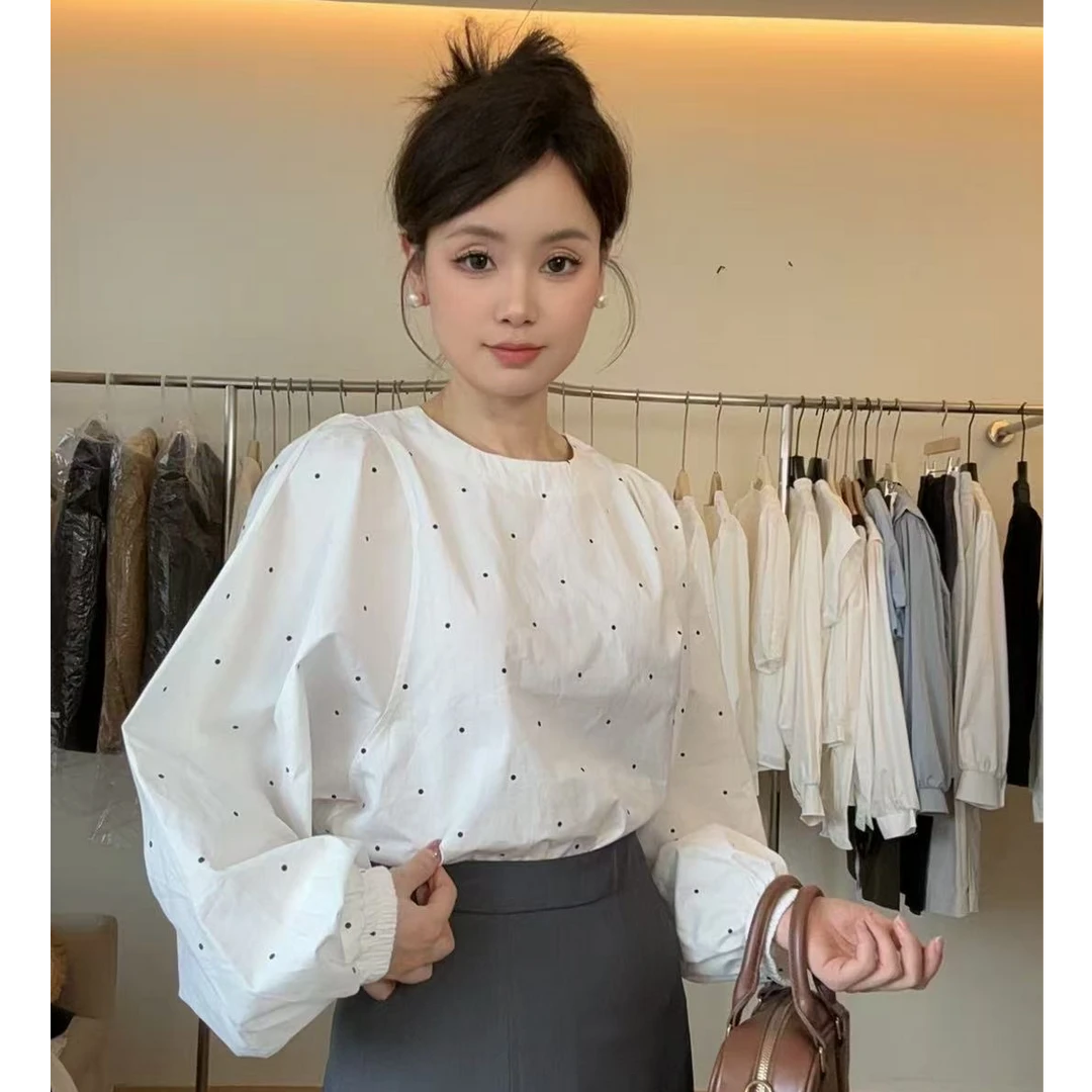 秋季长袖衬衣女新款女装秋装宽松时尚洋气时髦灯笼袖上衣女