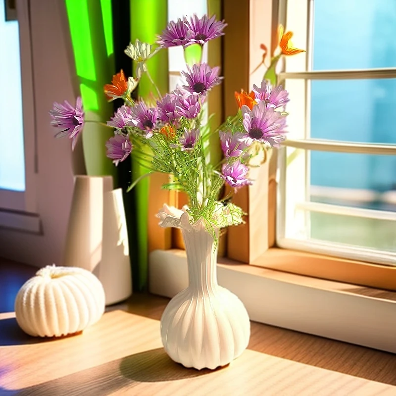 中古花瓶摆件粉色插花装饰餐桌玻璃家居复古轻奢琉璃法式鲜花花器