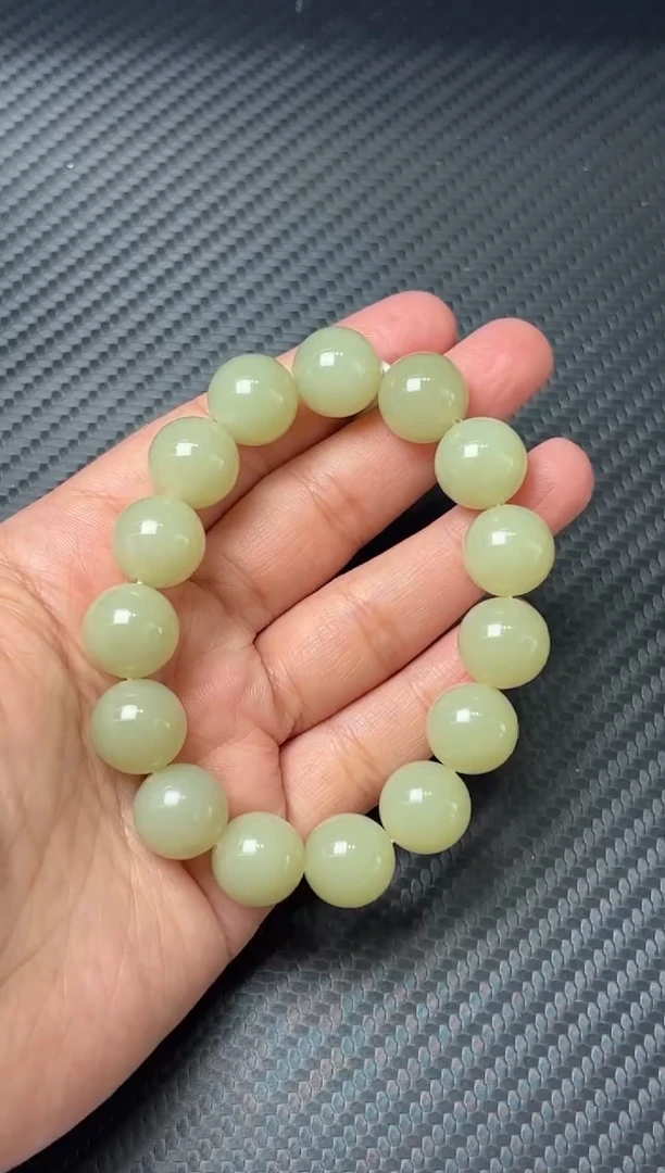 未镶嵌手串和田玉若羌李保国矿微色差卡14hmp