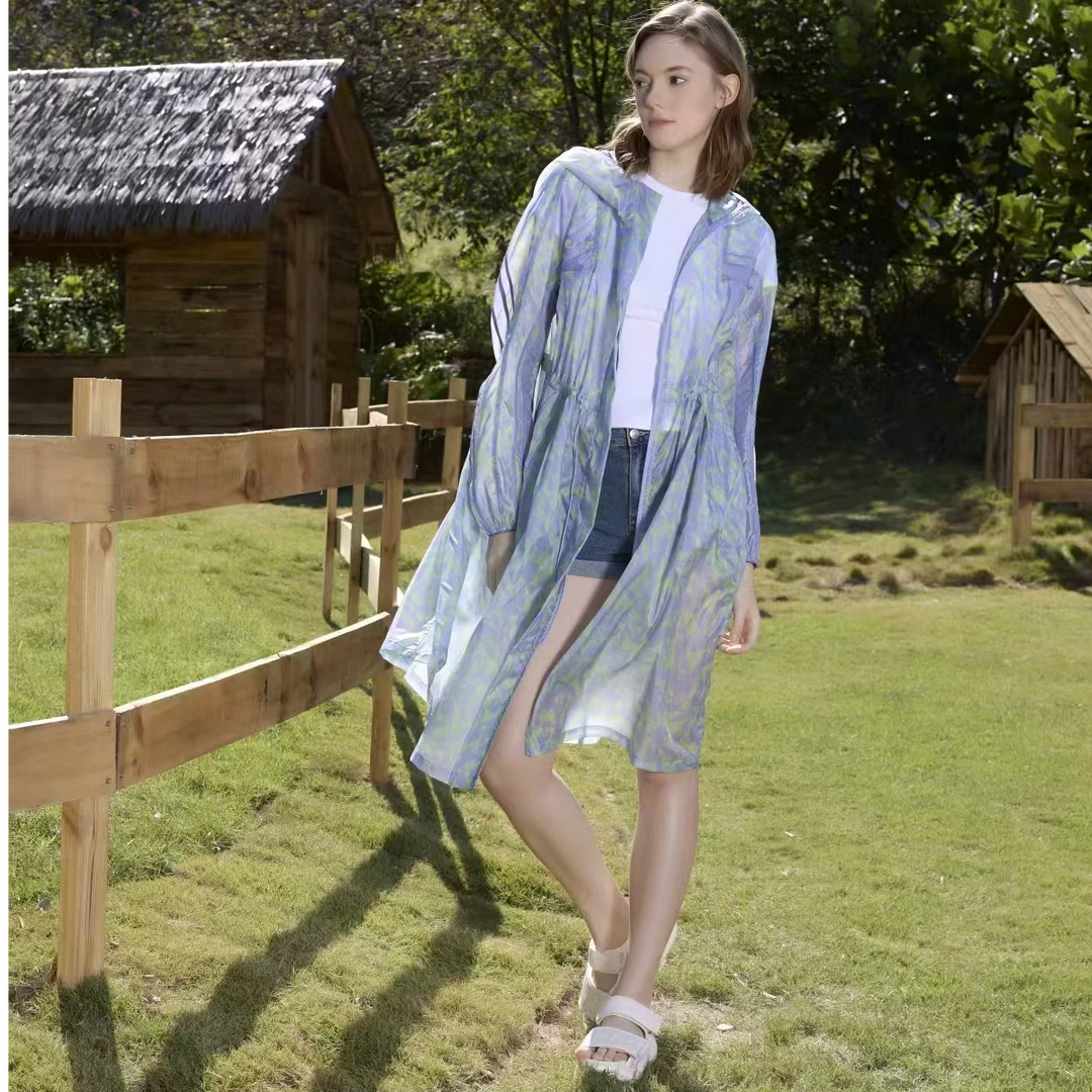 AEROBI ACTIVE欧美度假风皮肤衣外套紫绿长款4540