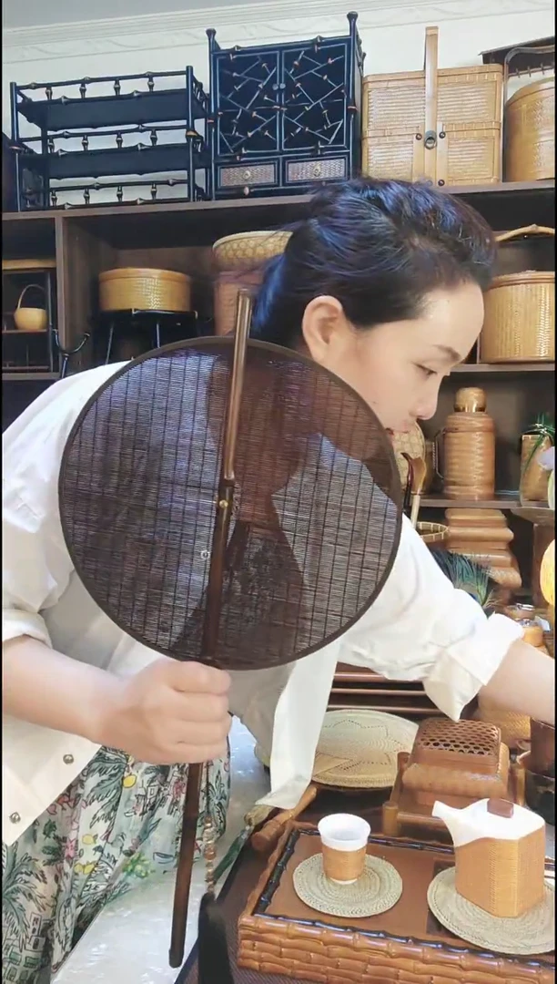 竹编扇子团扇中式复古大漆腰扇团扇竹蒲扇古风复刻青蓖扇汉服掌扇