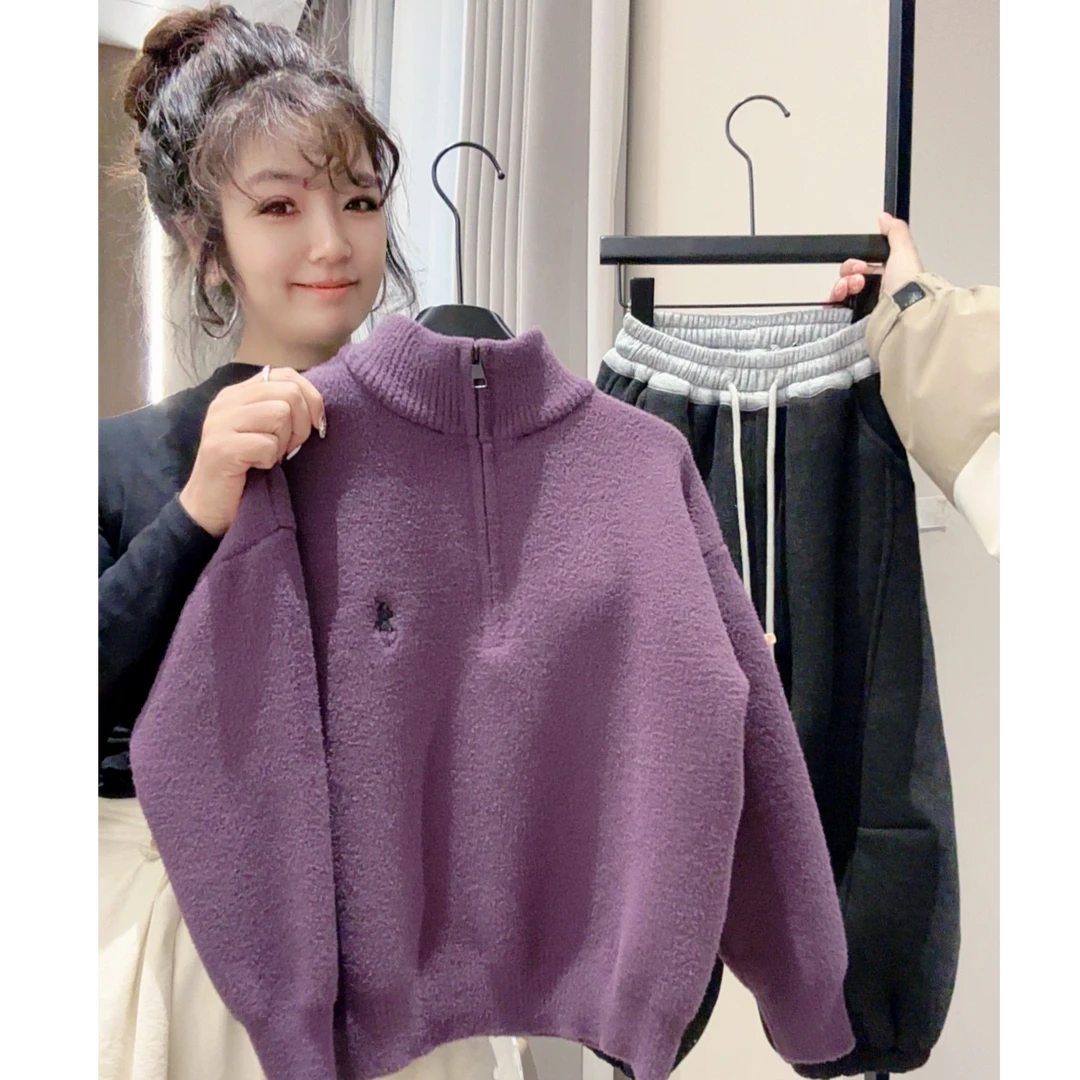 【不起球】紫气东来韩国绒中大童2025冬季毛衣百搭保暖针织衫秋冬