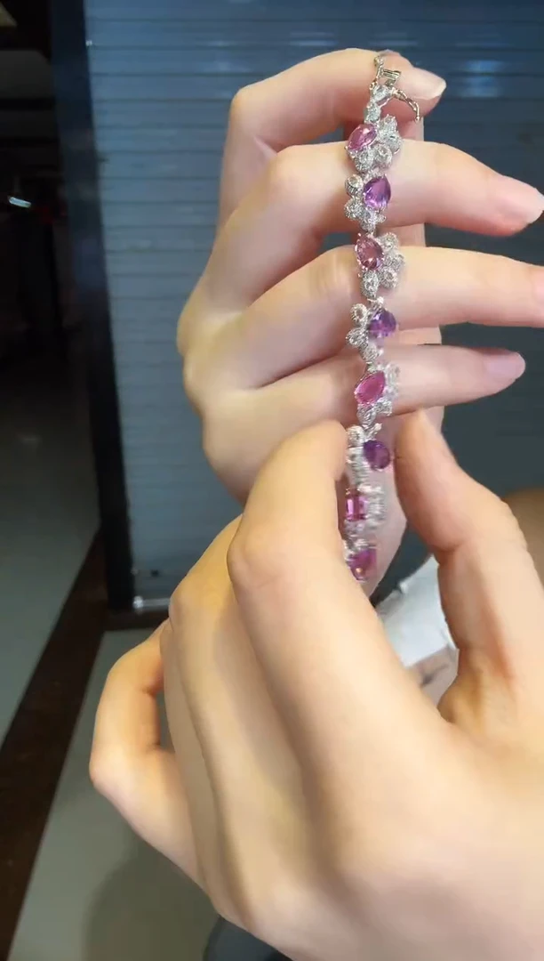 手链蓝宝石铂Pt950镶嵌8.20ct