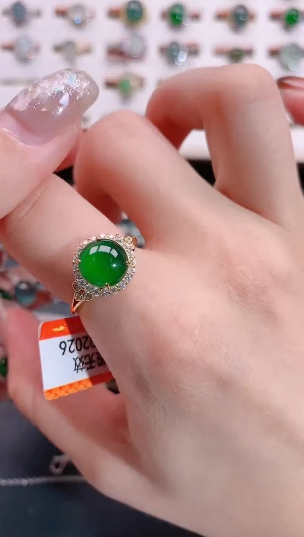 银S925镶嵌戒指翡翠天然翡翠