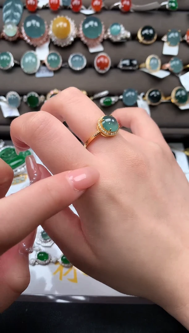 【闪购商品】翡翠戒指银S925镶嵌52154