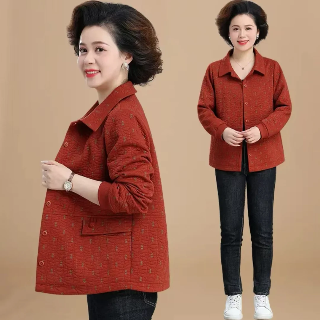 中老年妈妈装春秋季新款宽松洋气开衫套装休闲上衣