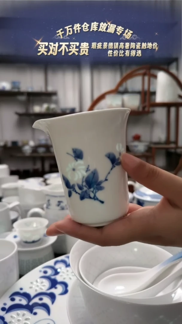【闪购商品】瓷手绘山丹丹公道杯一个