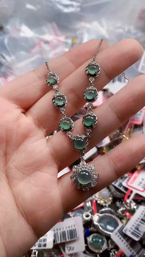 银S925镶嵌戒指翡翠天然A货缅甸翡翠