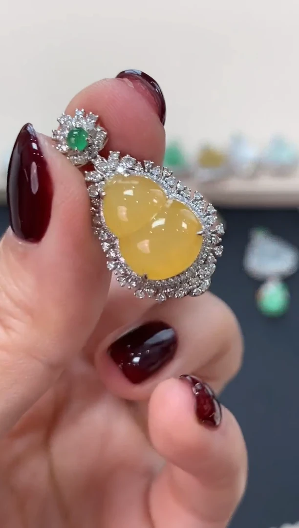 翡翠18K金镶嵌吊坠(不含链)葫芦吊坠5980