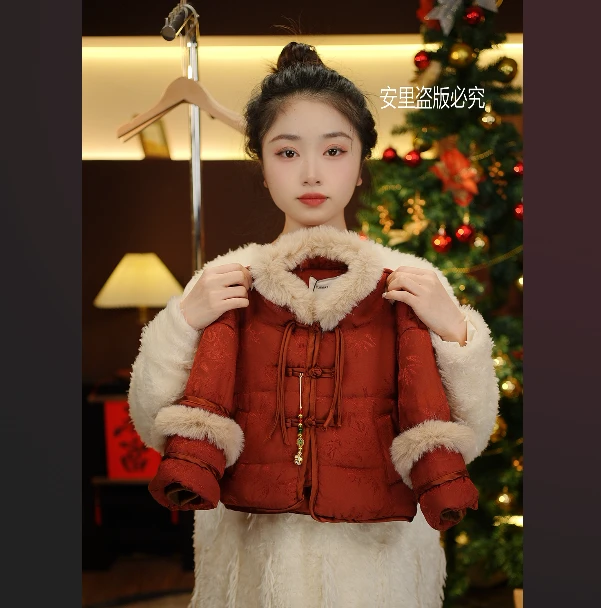 【红红火火】男女宝宝2024冬季新款加厚保暖汉服外套中国风35527