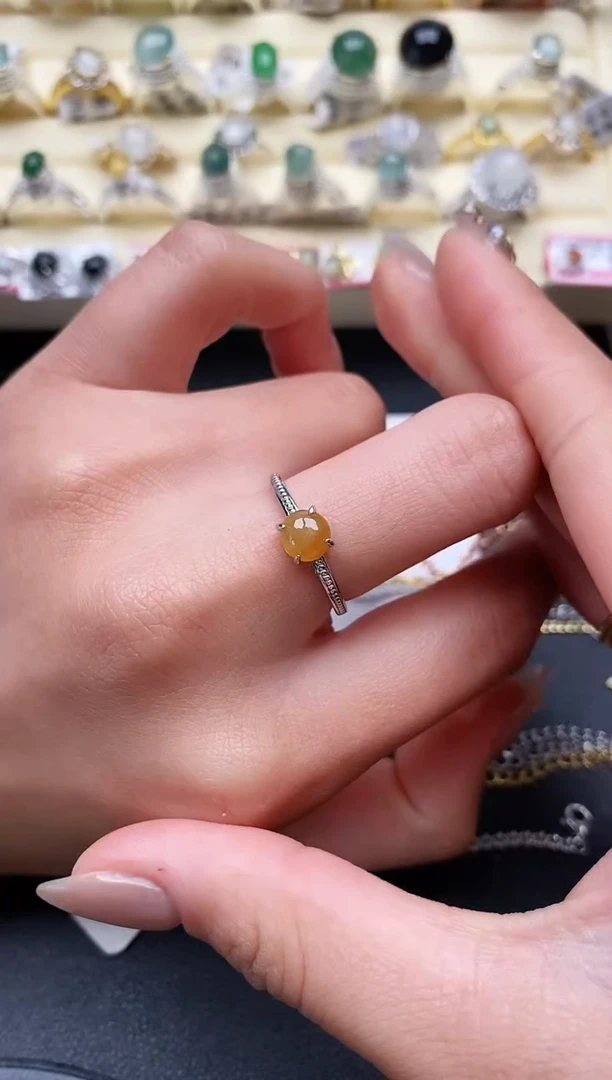 【闪购商品】翡翠戒指银S925镶嵌缅甸翡翠2  6+8