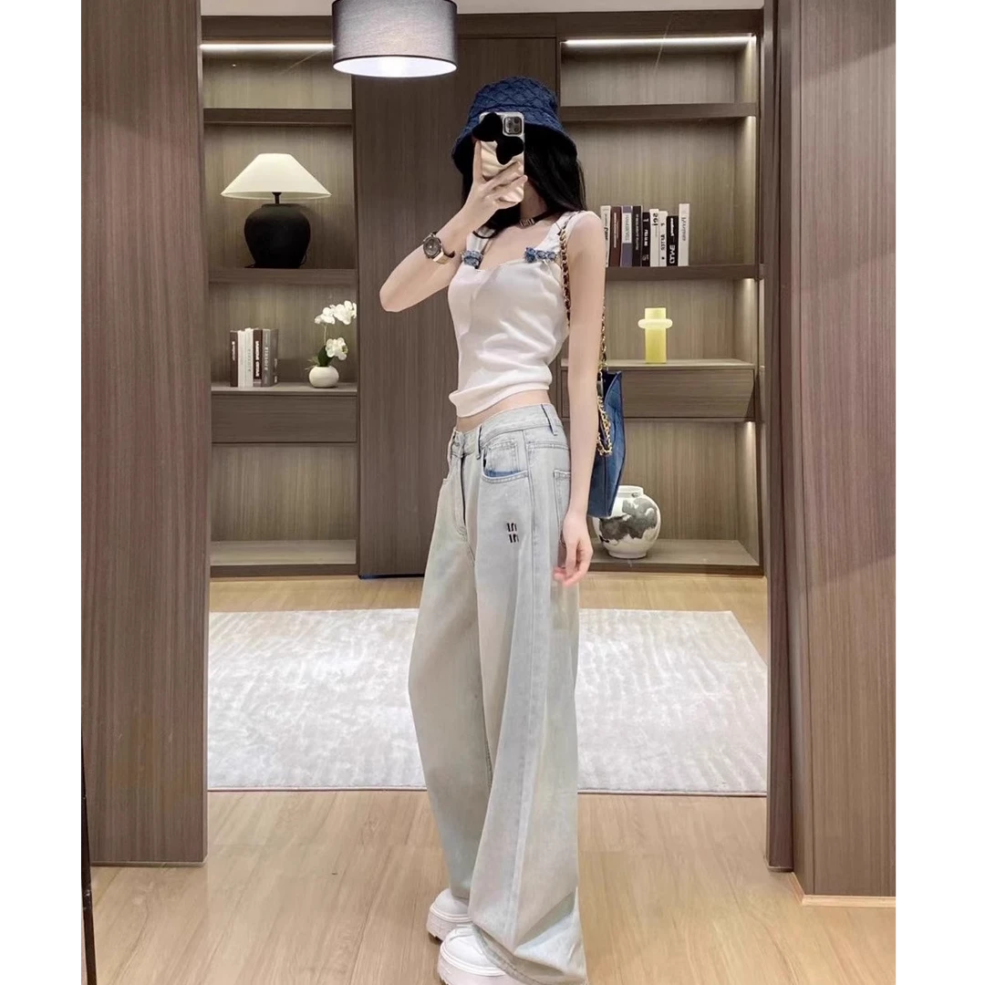 Leathercat牛仔裤女2025新款高腰显瘦直筒长裤时尚百搭宽松阔腿裤
