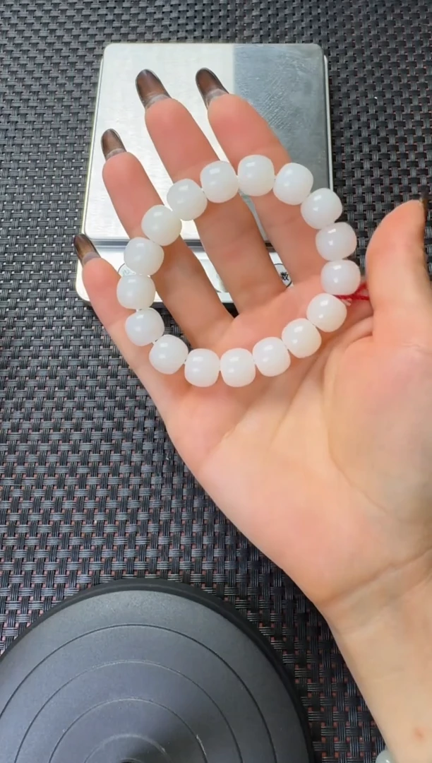 未镶嵌手串和田玉且末金山白玉老型珠卡11*12手串