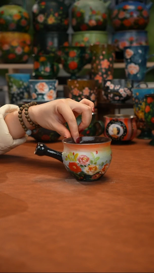 紫砂油画釉下彩手绘