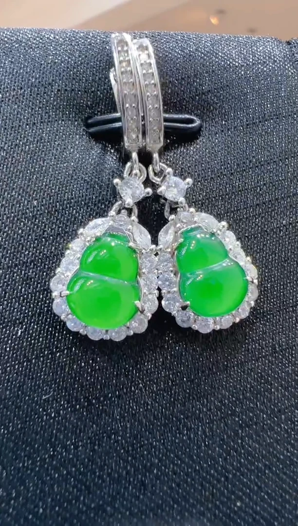【闪购商品】翡翠耳饰银S925镶嵌