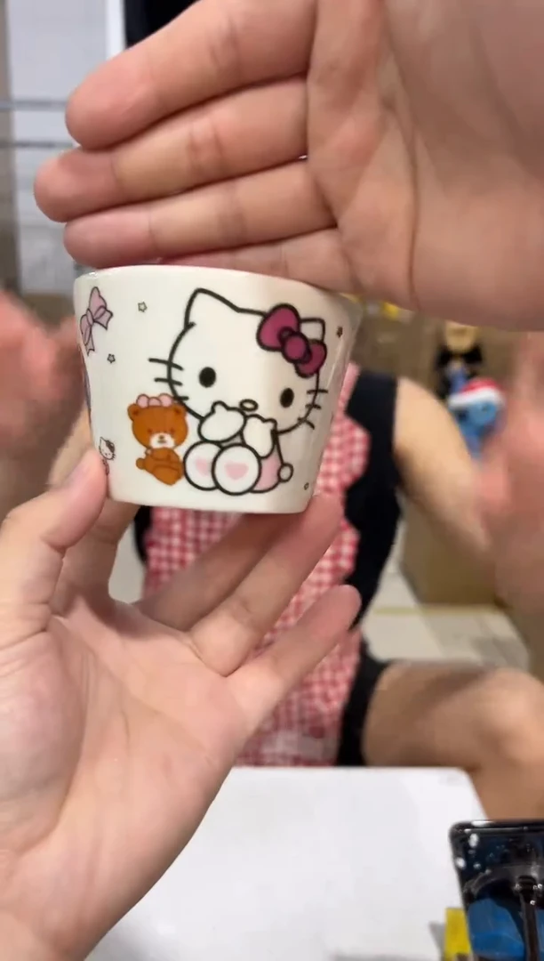 瓷片小号白色kt猫酸奶杯