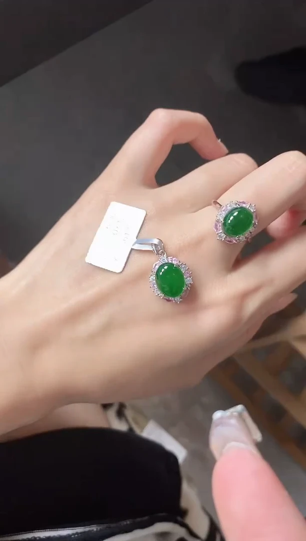 翡翠戒指银S925镶嵌51151