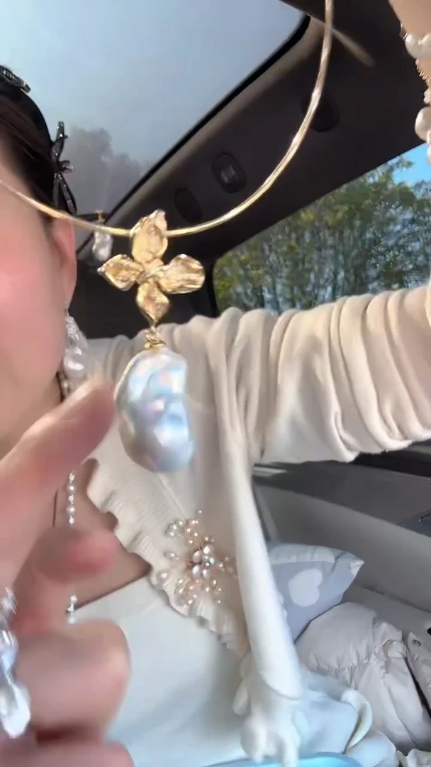 吊坠(不含链)未镶嵌淡水珍珠兰花巴洛克珍珠万能扣吊坠