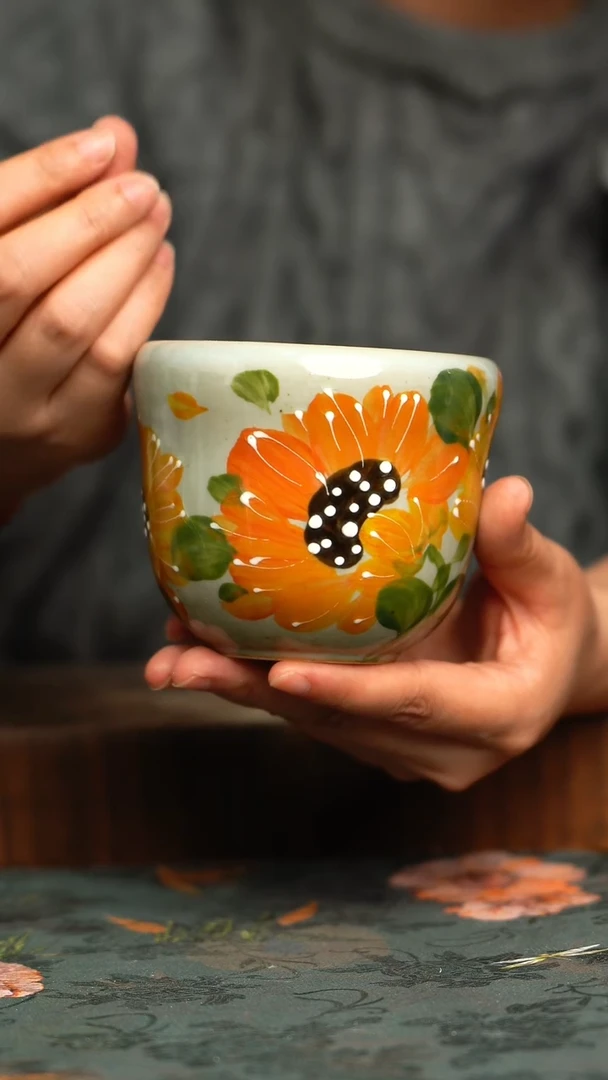 杯釉下彩手工手绘同款陶器