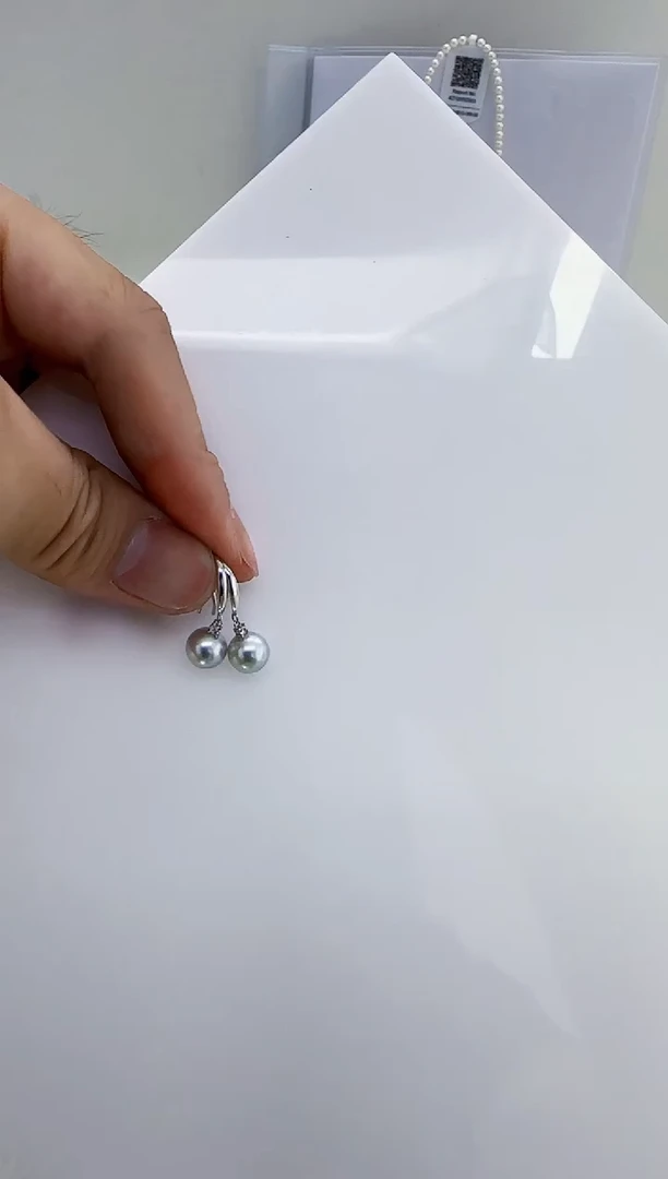 银S925镶嵌海水珍珠DA珍珠耳饰7-8 y341