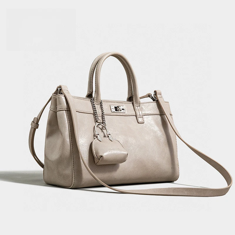 【RAIN·CUN】 轻奢时尚手提斜挎单肩托特包 SK-92302-米白