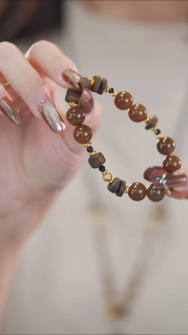 银S925镶嵌手链和田玉（糖玉）孤品喜糖