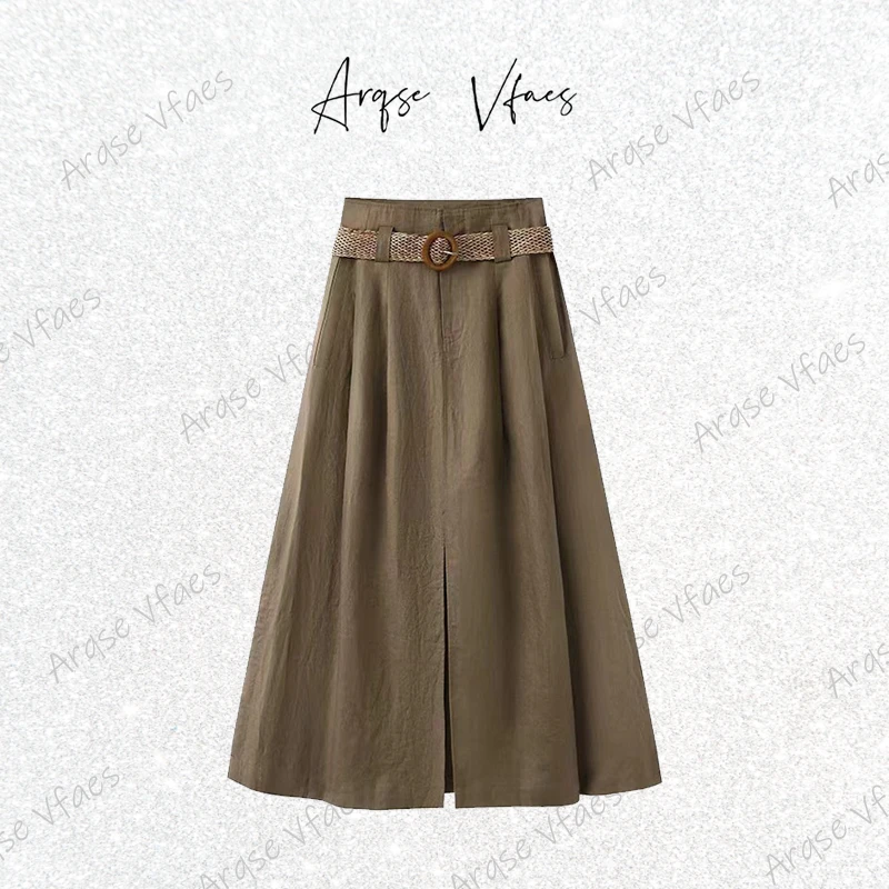 艾诺丝服饰2025夏季新款腰带韩版时尚半身裙工装A字裙50533543