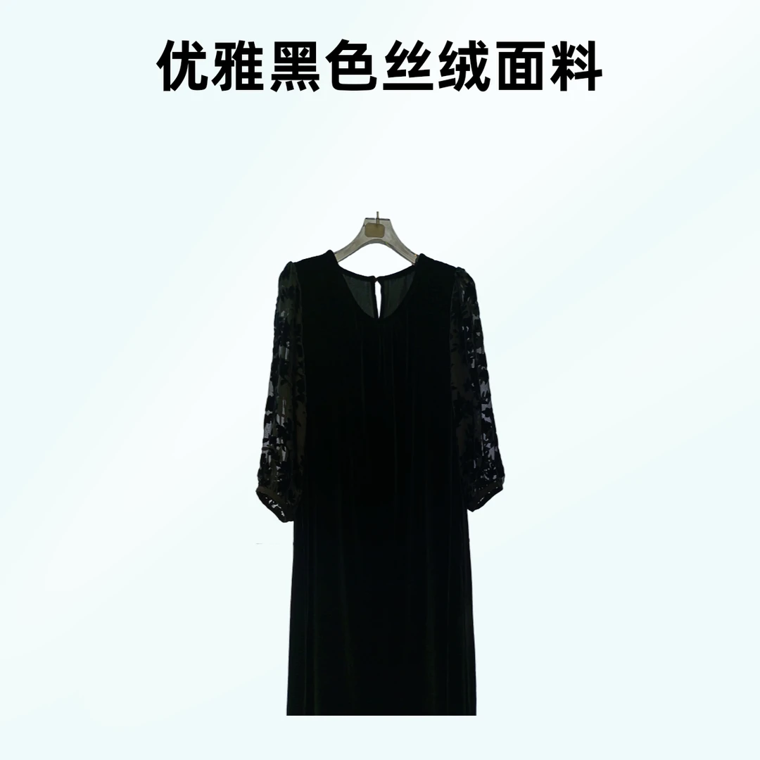 100%桑蚕丝真丝显瘦连衣裙丝绒烧花裙子