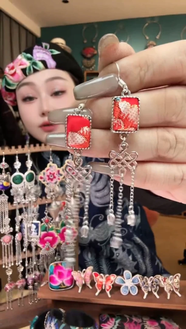 刺绣纯手工民族风刺绣耳环