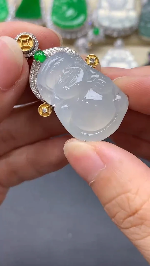 翡翠18K金镶嵌颈饰506-中国好珍宝