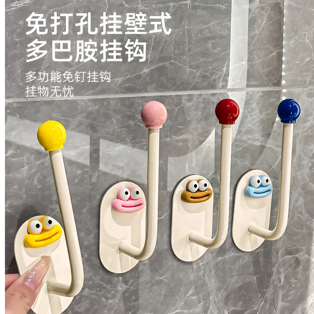 【四个装】多巴胺浴室挂钩免打孔强力承重粘胶门后无痕挂衣钩卫生间