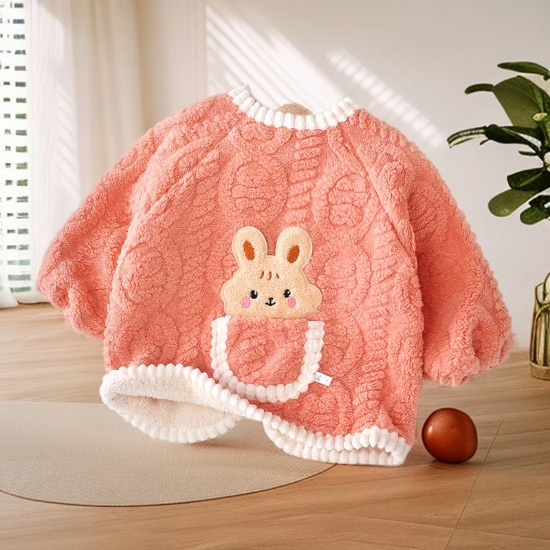 儿童罩衣0-3岁保暖宝宝加绒加厚反穿衣洋气耐脏冬季婴儿围兜护衣