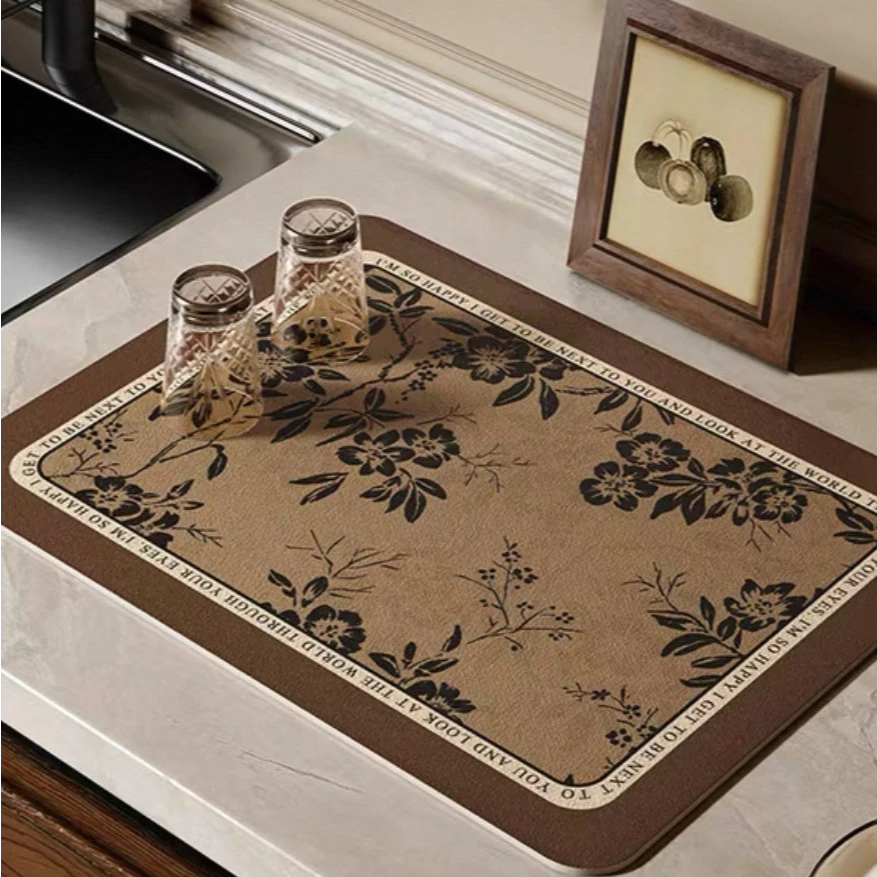 法式复古厨房吸水防滑防烫沥水垫硅藻泥台面保护垫碗垫