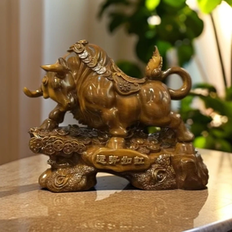 运势如虹牛摆件客厅前台吧台办公室装饰摆件 长37cm高28cm   SPX