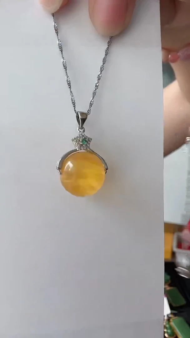 银S925镶嵌蜜蜡裸石荣倩