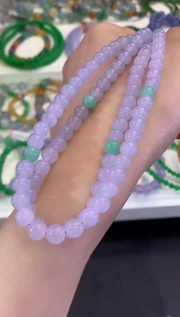 未镶嵌手串翡翠C238 紫货有色差