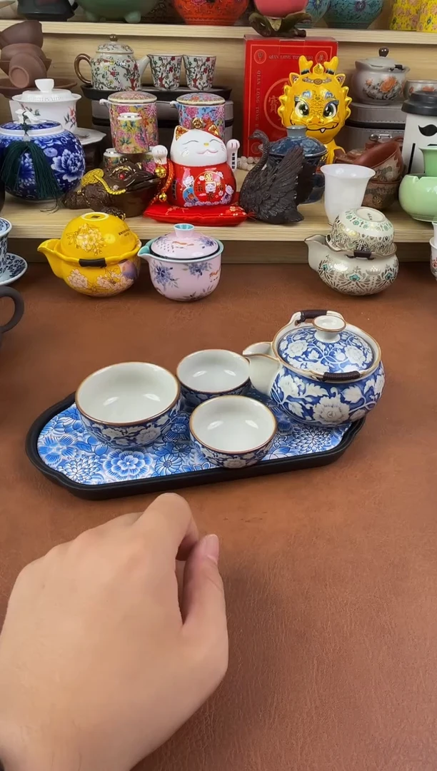 陶瓷茶具摆件旅行套组