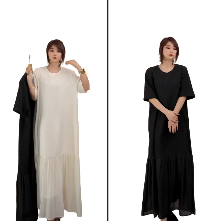 小韩日记【法式肌理裙】连衣裙显瘦气质夏季圆领百搭设计师61801