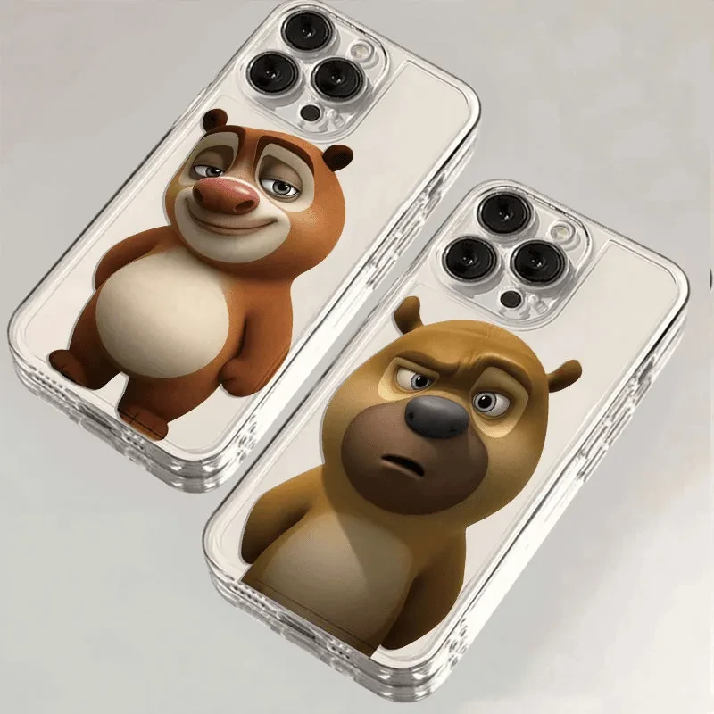 熊大熊二搞怪适用iPhone16手机壳vivo小米15oppo透明华为荣耀软壳