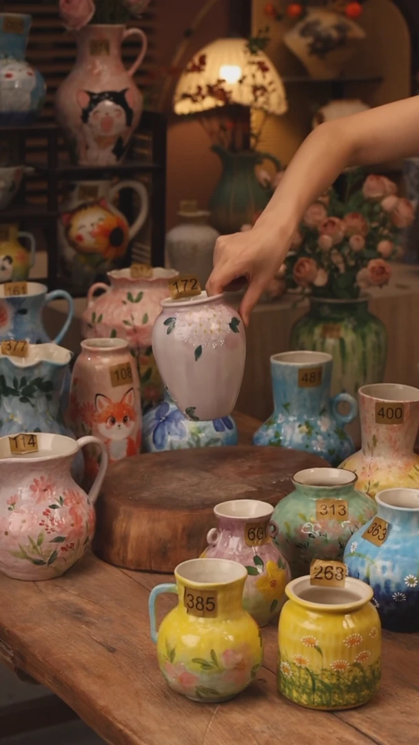 陶瓷172景德镇设计师手作花器摆件侘寂风