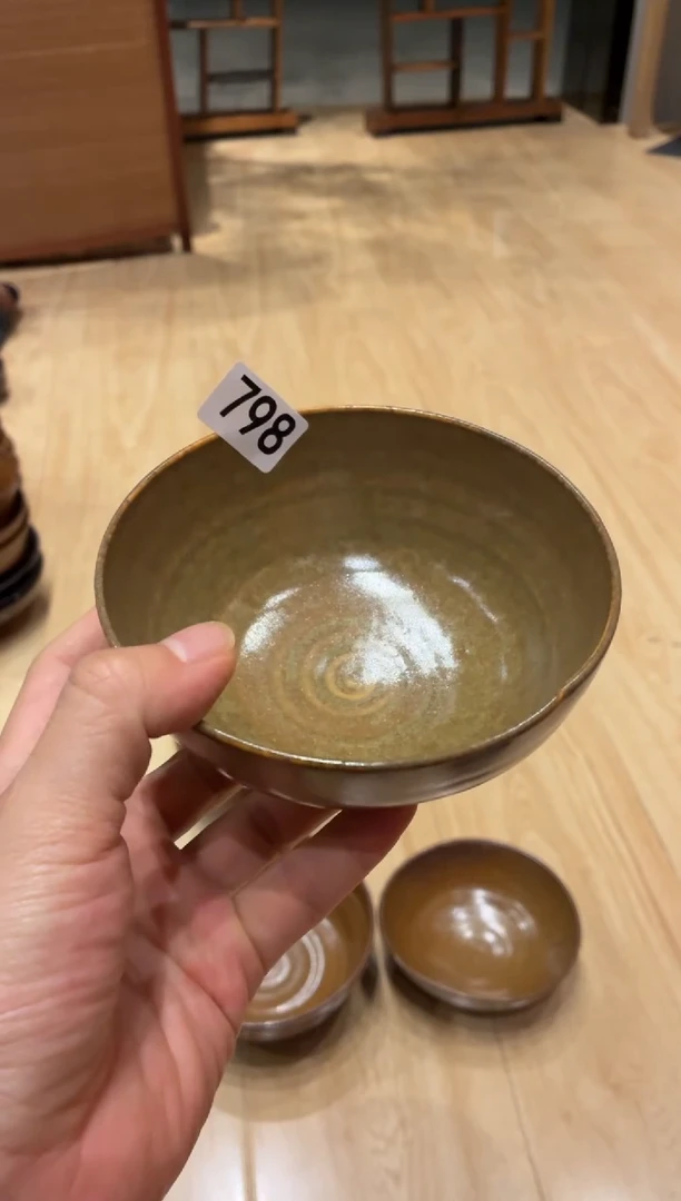 瓷片花*798手工柴烧米饭碗1个