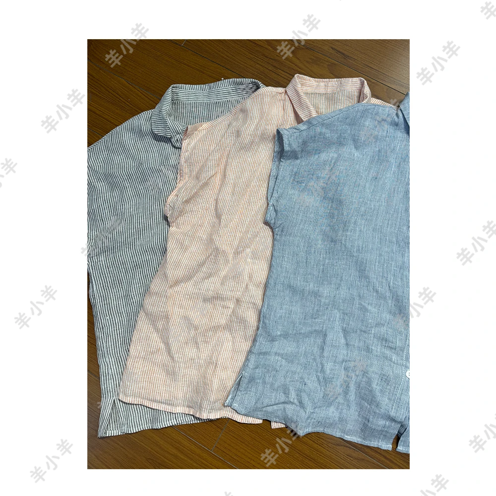 【羊小羊】205玖润  春季日系宽松无袖休闲百搭亚麻条纹夏款衬衫