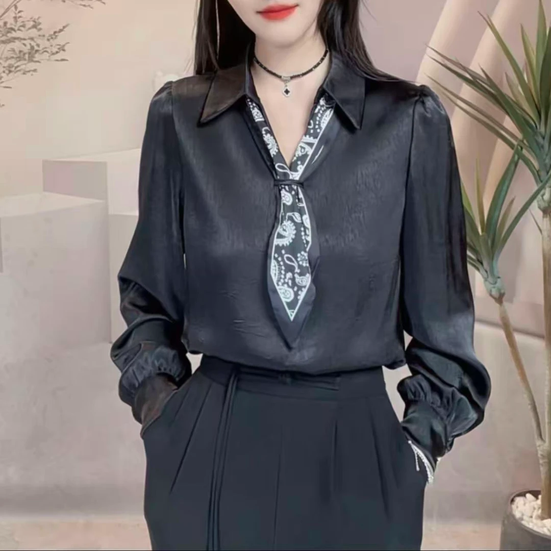 秋季新款衬衫女士时尚气质百搭高级感衬衣长袖洋气减龄显瘦上衣