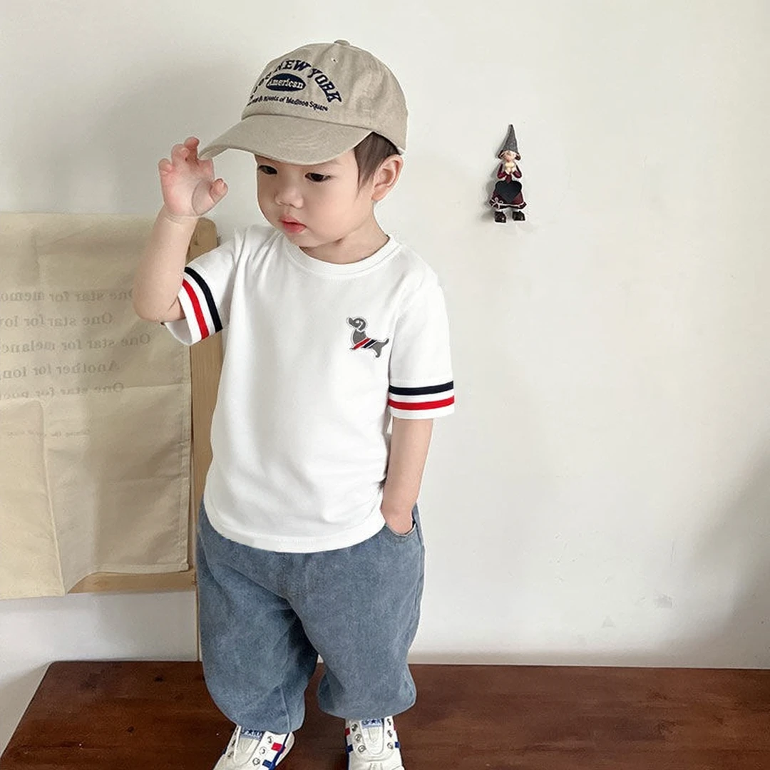 男童纯棉短袖夏季女童T恤宝宝刺绣半袖儿童休闲帅气韩版潮流童装T