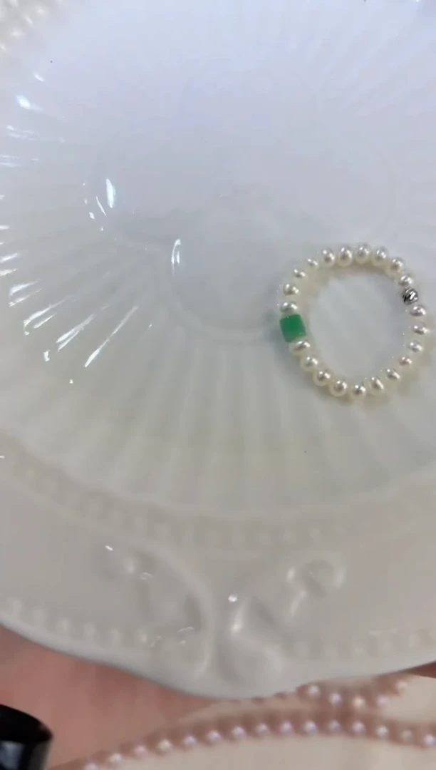 银S925镶嵌戒指淡水珍珠珍珠戒指