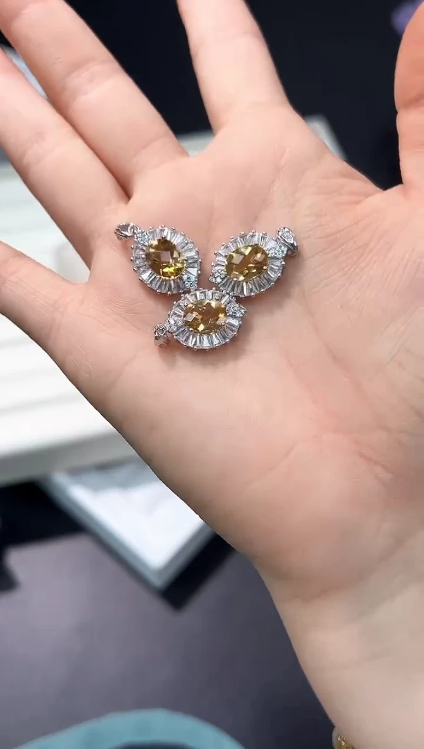 银S925镶嵌吊坠(不含链)黄晶35e多样性发其一【1个】