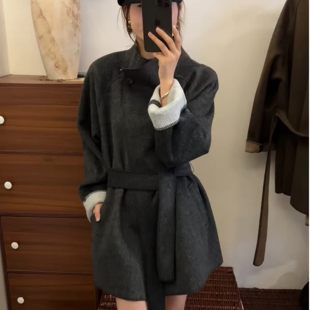 2556北国雪季 气质美学双面斗篷大衣外套