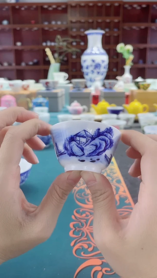 杯新号福利手工手绘高温白瓷重工山水品茗杯不限款式