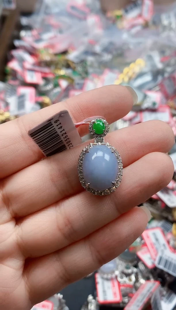 银S925镶嵌戒指翡翠天然A货缅甸翡翠